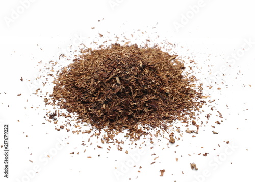 Tobacco pile isolated on white background, side view
