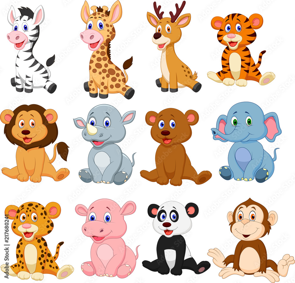 Wild animals cartoon collection set