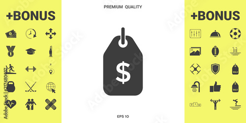 Tag with dollar symbol. Price tag icon for download