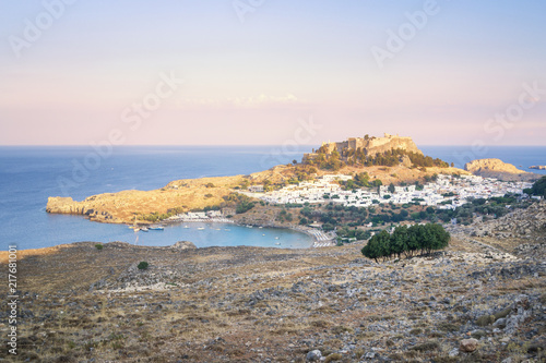 Rhodes, Greece - Sunset View of the beautiful Village Lindos