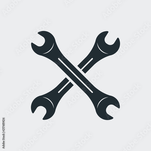 Icono plano llaves cruzadas en fondo gris