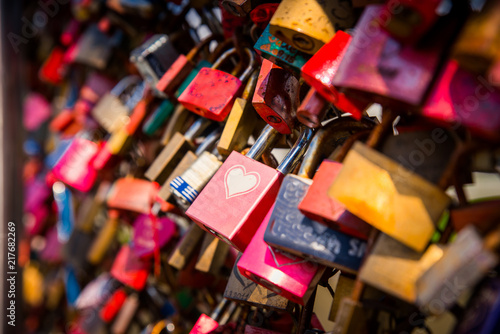 Love locks, shape of heart, bridge of love, paris
