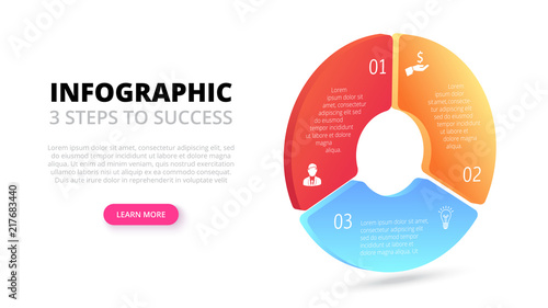 Vector gradient circle. Business template for presentation. Creative concept for isometric infographic with 3 steps, options, parts or processes.