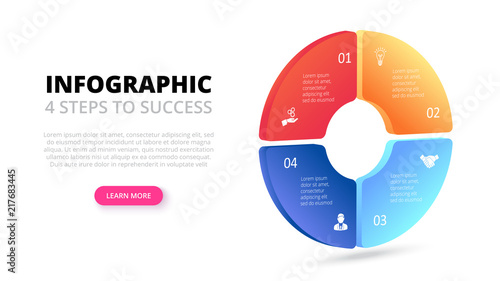 Vector gradient circle. Business template for presentation. Creative concept for isometric infographic with 4 steps, options, parts or processes.