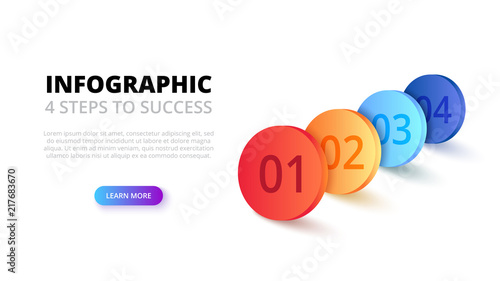 Vector 3d gradient circles. Business template for presentation. Creative concept for isometric infographic with 4 steps, options, parts or processes.