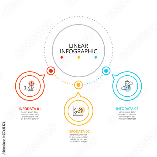 Thin line flat element for infographic. Template for diagram, graph, presentation and chart. Business concept with 3 options, parts, steps or processes. Data visualization.