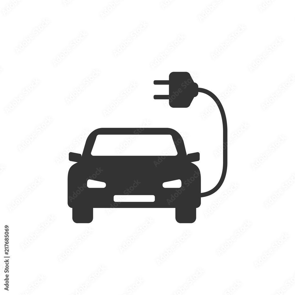 Electric auto icon. Flat design. Vector illustration.