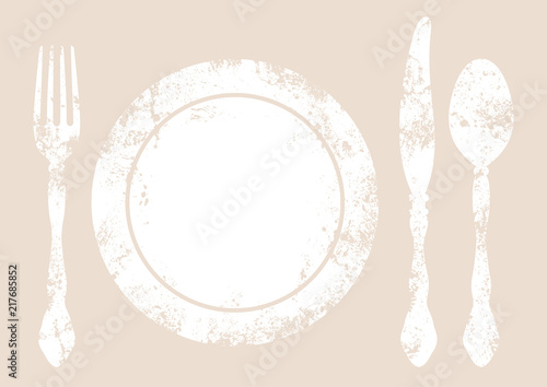 Cutlery With Plate Beige