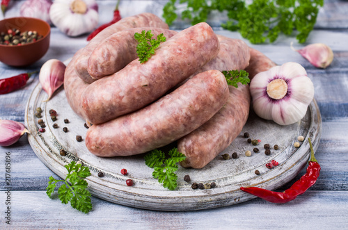 Thick meat sausages