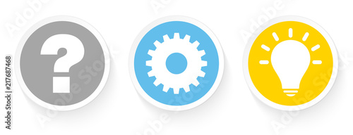 3 Buttons Question, Work & Idea Grey/Blue/Yellow