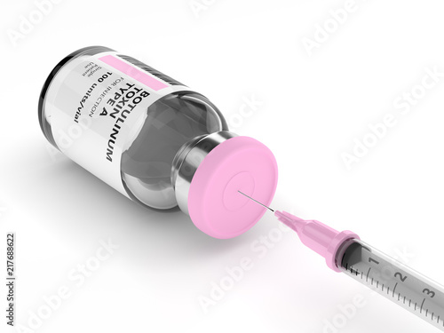 Photos 3d render with botulinum toxin type A vial