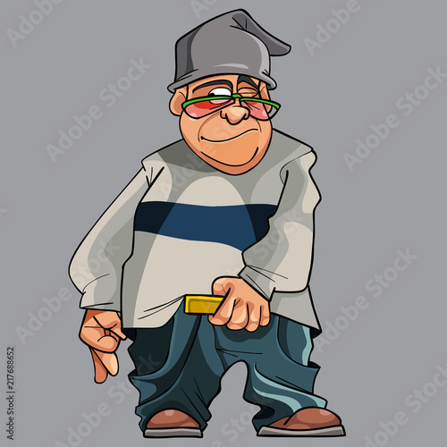 cartoon funny man in hat and glasses