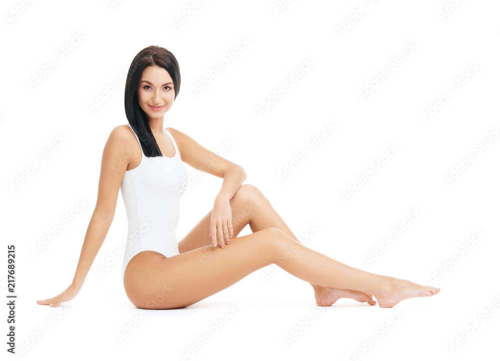 Fit and sporty girl in white swimsuit. Sport, fitness, diet, weight loss and healthcare concept. Fit and sporty girl in white swimsuit. Sport, fitness, diet, weight loss and healthcare concept.