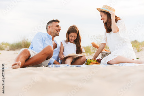 Happy family with father, mother, daughter