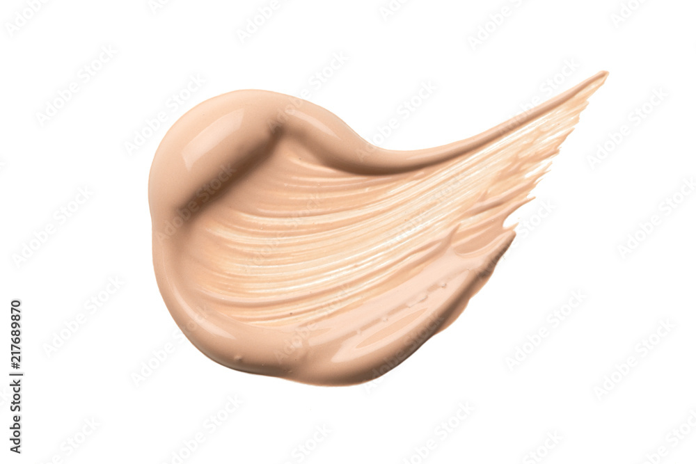 Fototapeta premium Liquid Foundation Smudge On White Background.