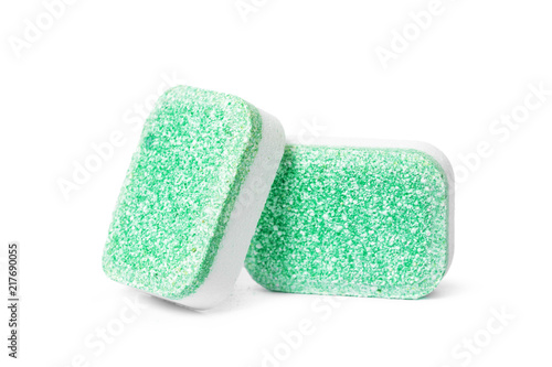 Dishwasher tablets on a white background isolate