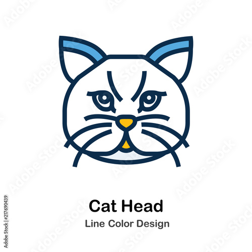 Cat Head Line Color Icon