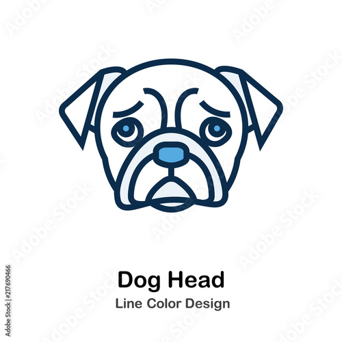 Dog Head Line Color Icon