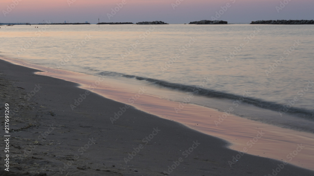 Beautiful view on sea during wonderful sunset, italy Beautiful view on sea during wonderful sunset, italy