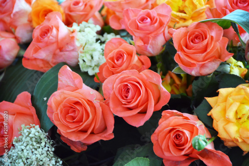 Beautiful bouquet of peach roses