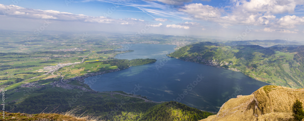 Landscape mountain and lake view from top of Rigi Kulm Luzern Switzerland