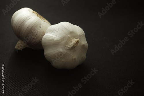 Garlic on black background