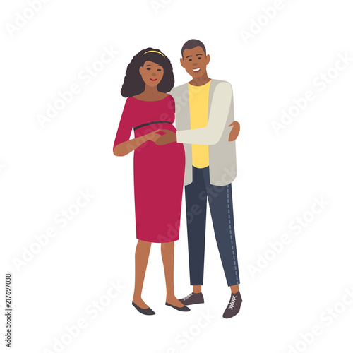 Wallpaper Mural Smiling embracing pregnant woman and man isolated on white background Torontodigital.ca