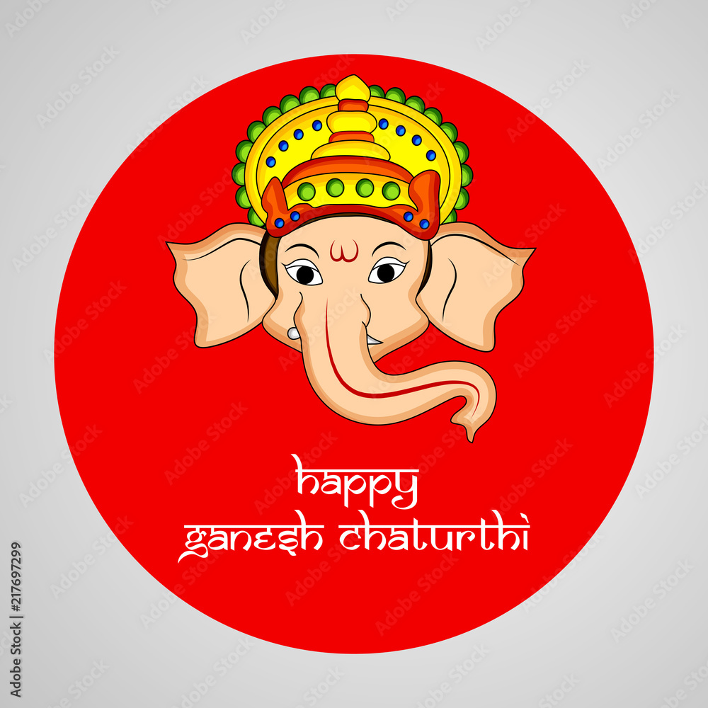 illustration of Hindu God Ganesh with happy Ganesh Chaturthi text on the occasion of Hindu Festival Ganesh Chaturthi illustration of Hindu God Ganesh with happy Ganesh Chaturthi text on the occasion of Hindu Festival Ganesh Chaturthi
