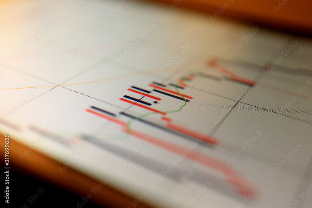 Close up the Forex Chart display at Smartphone Close up the Forex Chart display at Smartphone