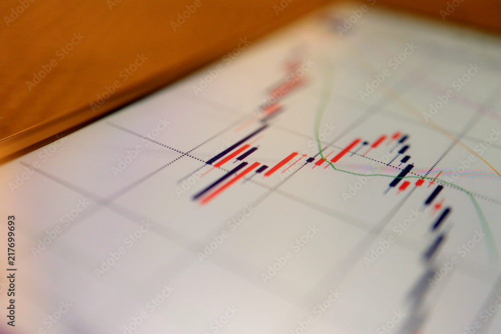 Close up the Forex Chart display at Smartphone Close up the Forex Chart display at Smartphone
