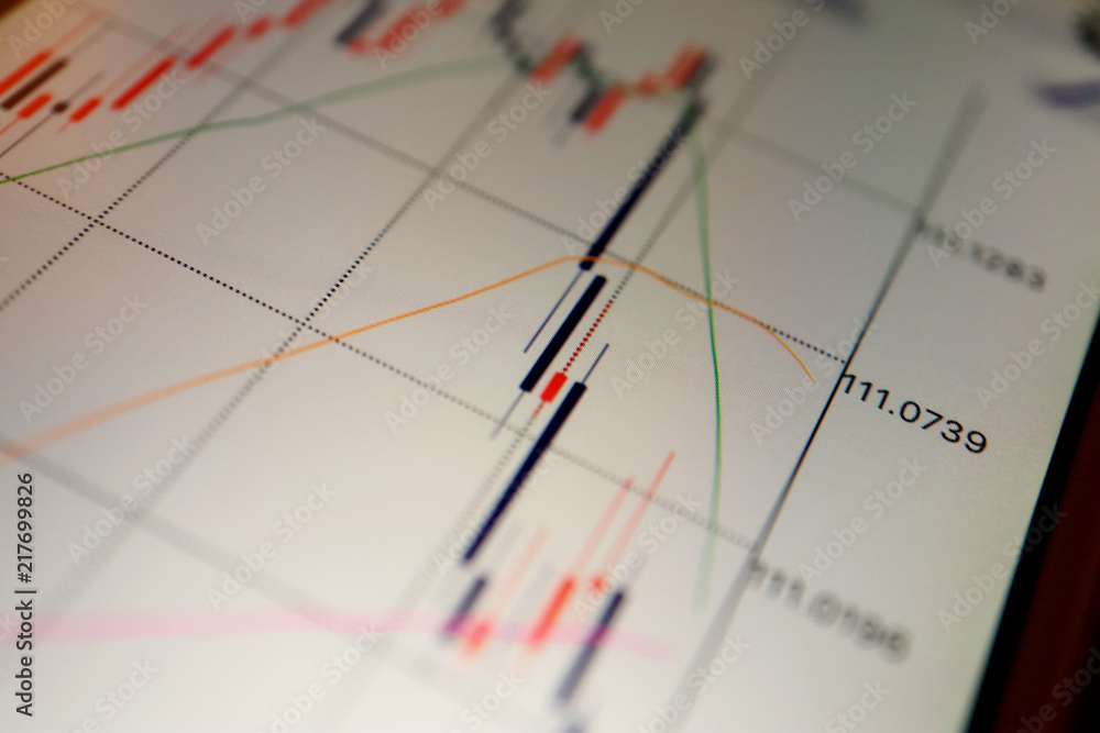 Close up the Forex Chart display at Smartphone Close up the Forex Chart display at Smartphone