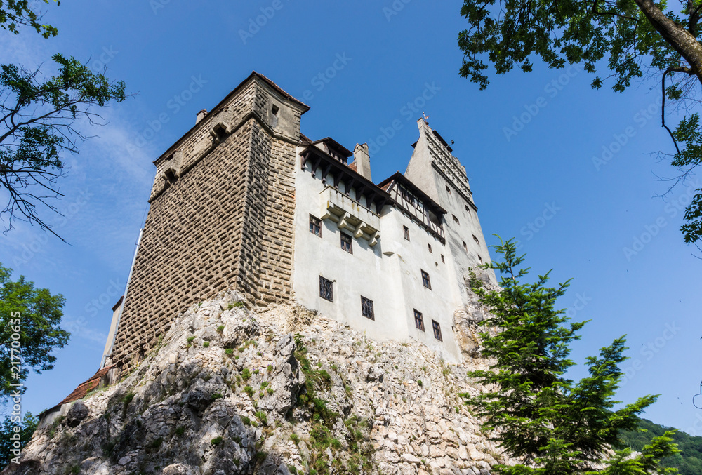 Bran Castle on the stone rock, Romania. Ancient abode of the vampire Dracula