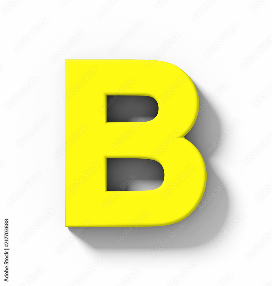 letter B 3D yellow isolated on white with shadow - orthogonal projection letter B 3D yellow isolated on white with shadow - orthogonal projection