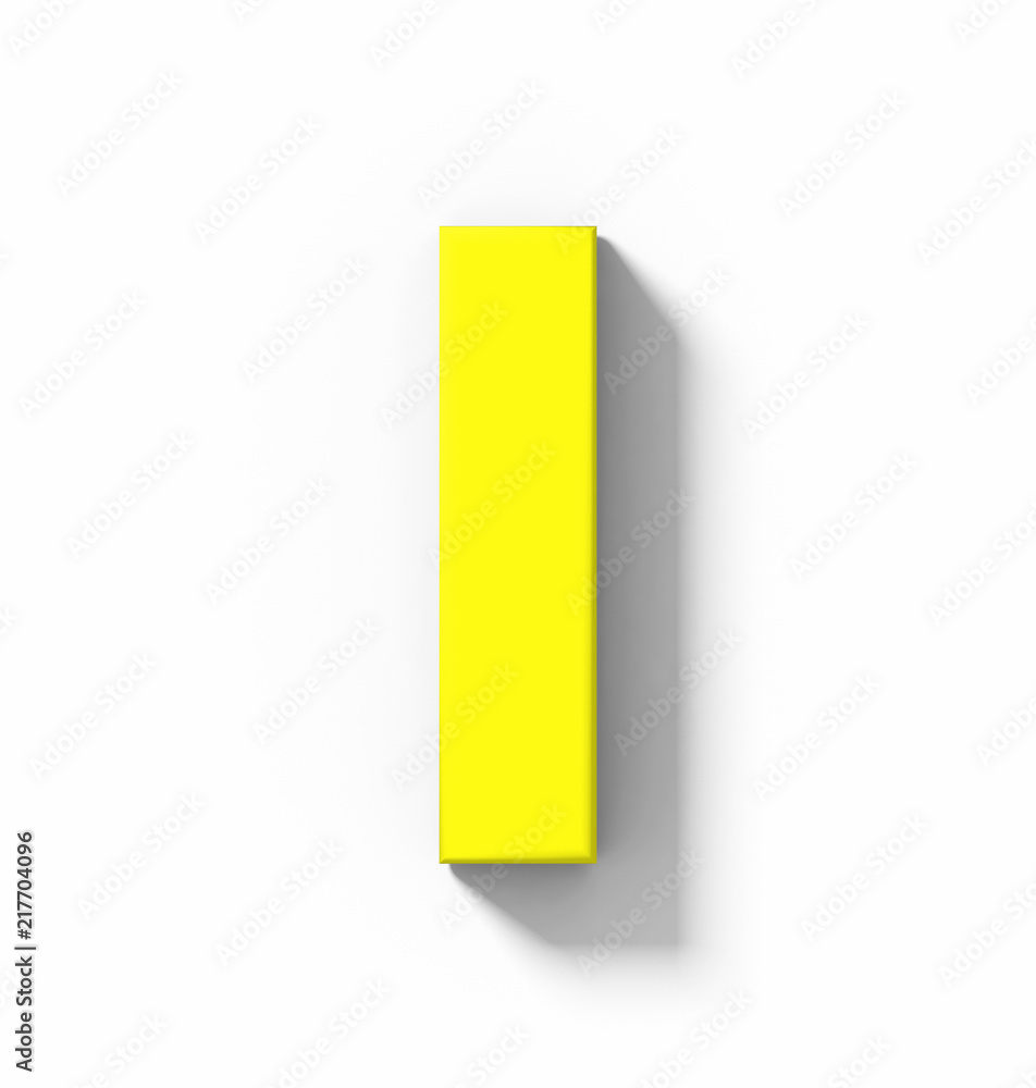 letter I 3D yellow isolated on white with shadow - orthogonal projection letter I 3D yellow isolated on white with shadow - orthogonal projection