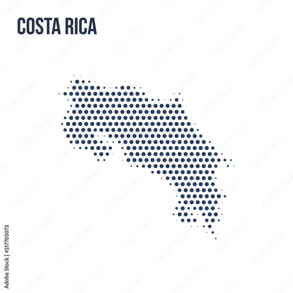 Dotted map of Costa Rica isolated on white background.