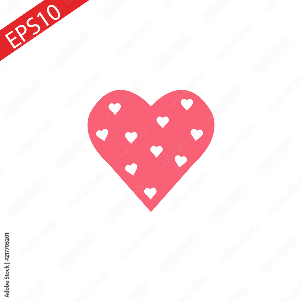 Heart Icon Vector. Perfect Love symbol. Valentine s Day sign, emblem isolated on white background with shadow, Flat style for graphic and web design, logo. EPS10 black pictogram.