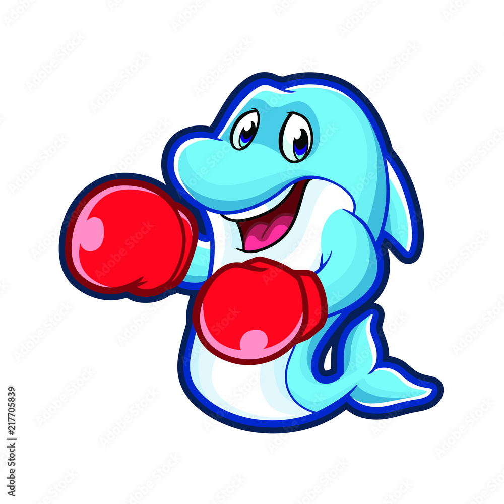 Punching Dolphin Mascot Design Vector Punching Dolphin Mascot Design Vector