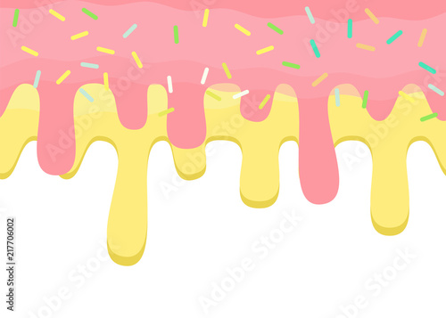 Dripping pink glaze. Abstract background with donut dripping glaze