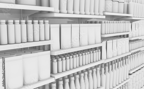 Cuadro en lienzo Supermarket Shelf With Generic Products