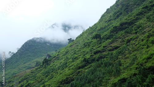 Mountainous landscape with cloud in Ha Giang, Vietnam