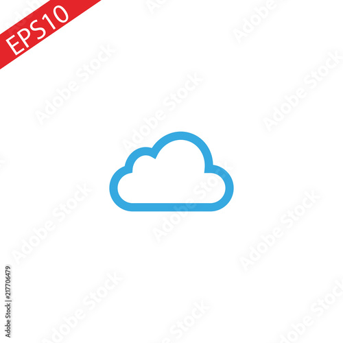 Blue cloud outline logo design template vector