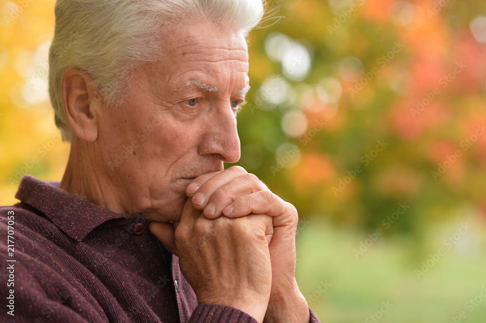Close up portrait of thoughtful senior man Close up portrait of thoughtful senior man