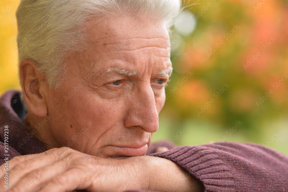 Close up portrait of thoughtful senior man Close up portrait of thoughtful senior man