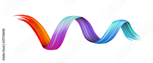 Colorful abstract brush stroke on white background.