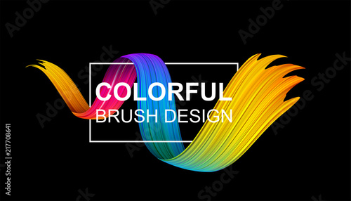 Black background with colorful abstract brush stroke.