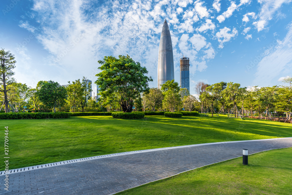Shenzhen urban architecture and lawn roads Shenzhen urban architecture and lawn roads
