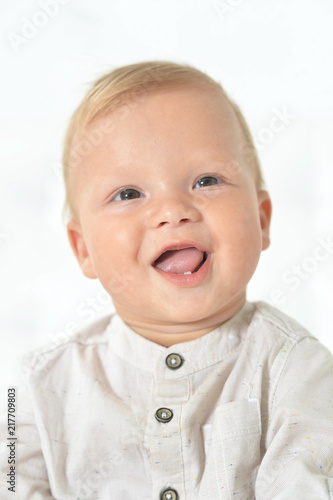 Close up portrait of beautiful cute baby boy