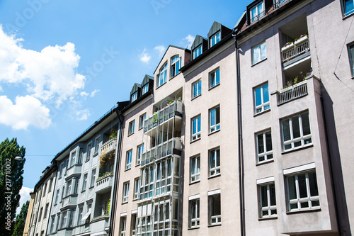 Old building and new building, row of houses in Schwabing photo
