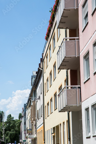 Old building and new building  row of houses in Schwabing