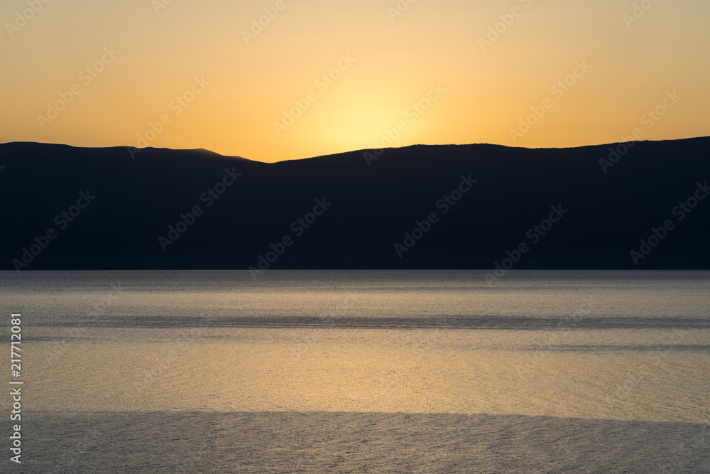 Sunset at Siberian lake Baikal